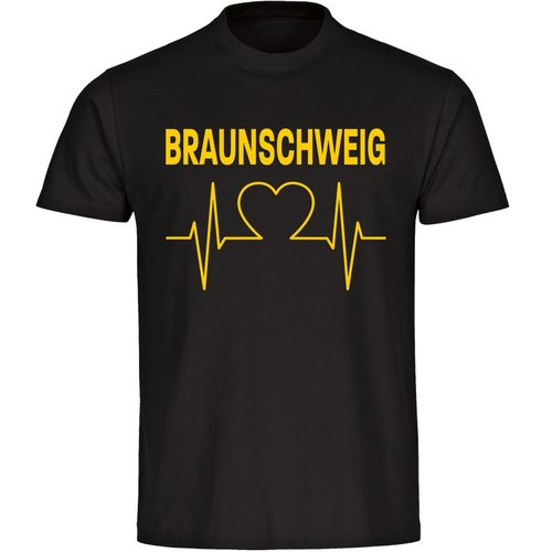 4068859200060 - multifanshop Herren T-Shirt - Braunschweig - Herzschlag - Druck gelb - Männer