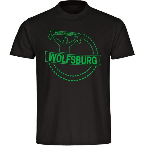 4068859179809 - multifanshop Herren T-Shirt - Wolfsburg - Meine Fankurve - Druck grün - Männer
