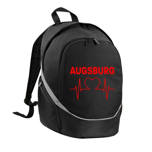 4068859102418 - multifanshop Rucksack - Augsburg - Herzschlag - Druck rot - Tasche