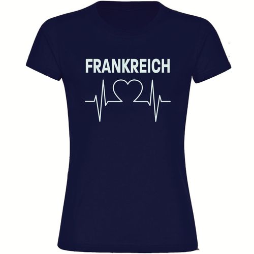 4068859308971 - multifanshop Damen T-Shirt - Frankreich - Herzschlag - Druck weiß - Frauen