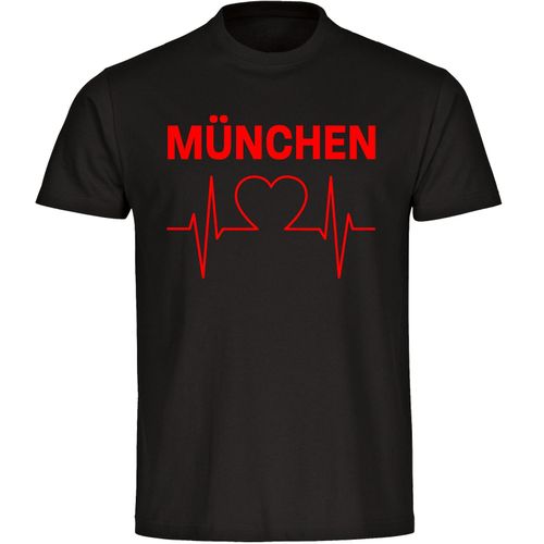 4068859115074 - multifanshop Herren T-Shirt - München rot - Herzschlag - Druck rot - Männer 4068859115074 - multifanshop Herren T-Shirt - München rot - Herzschlag - Druck rot - Männer