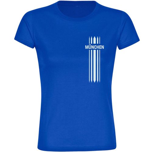 4068859048518 - multifanshop Damen T-Shirt - München blau - Streifen - Druck weiß - Frauen