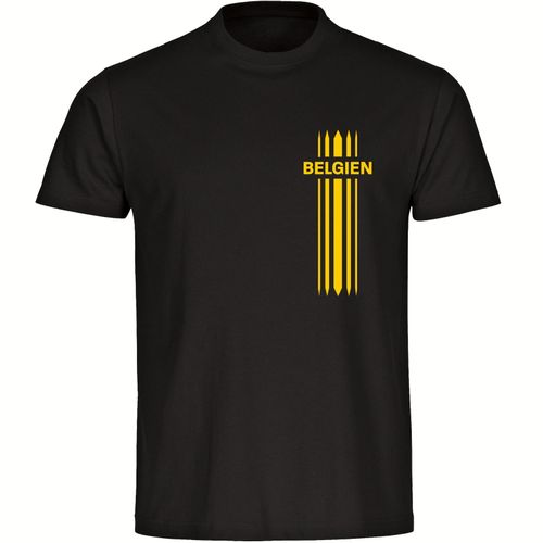 4068859281946 - multifanshop Herren T-Shirt - Belgien - Streifen - Druck gelb - Männer