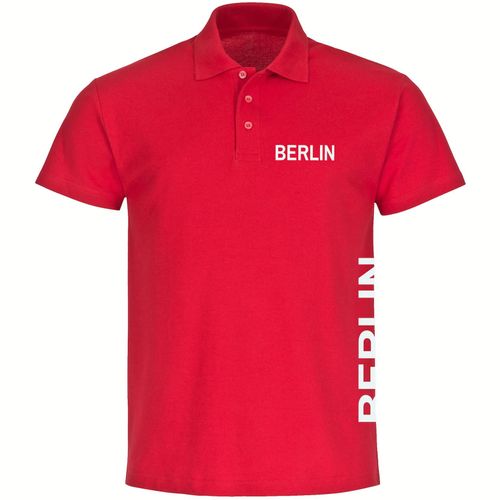 4068859073206 - multifanshop Poloshirt - Berlin rot - Brust & Seite - Druck weiß - Polo 4068859073206 - multifanshop Poloshirt - Berlin rot - Brust & Seite - Druck weiß - Polo