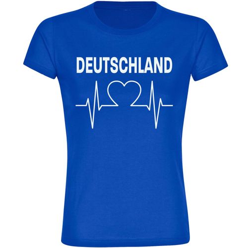 4068859270803 - multifanshop Damen T-Shirt - Deutschland - Herzschlag - Druck weiß - Frauen
