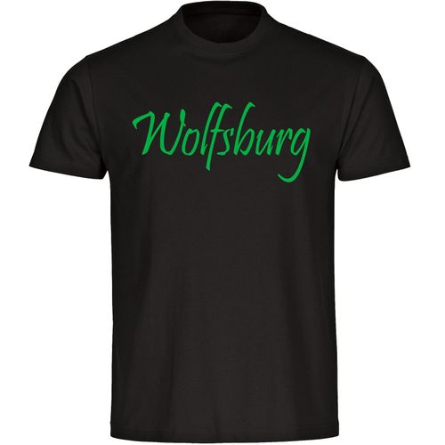 4068859184599 - multifanshop Herren T-Shirt - Wolfsburg - Schriftzug - Druck grün - Männer