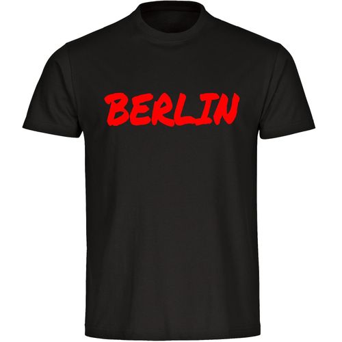 4068859497088 - multifanshop Herren T-Shirt - Berlin rot - Textmarker - Druck gold metallic - Männer