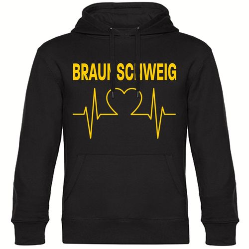 4068859201128 - multifanshop Kapuzen Sweatshirt - Braunschweig - Herzschlag - Druck gelb - Hoodie