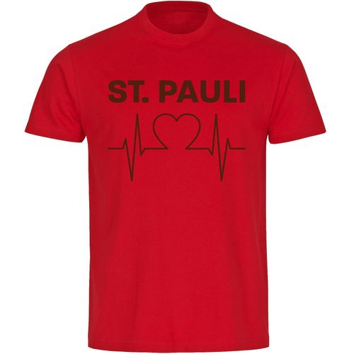 4068859193027 - multifanshop Herren T-Shirt - St Pauli - Herzschlag - Druck braun - Männer