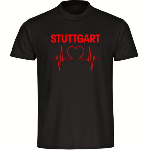 4068859117412 - multifanshop Herren T-Shirt - Stuttgart - Herzschlag - Druck rot - Männer