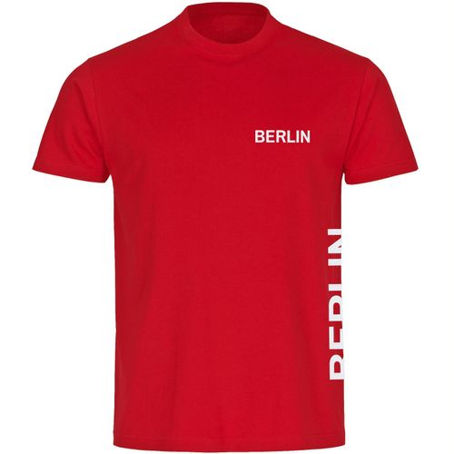 4068859072667 - multifanshop Herren T-Shirt - Berlin rot - Brust & Seite - Druck weiß - Männer