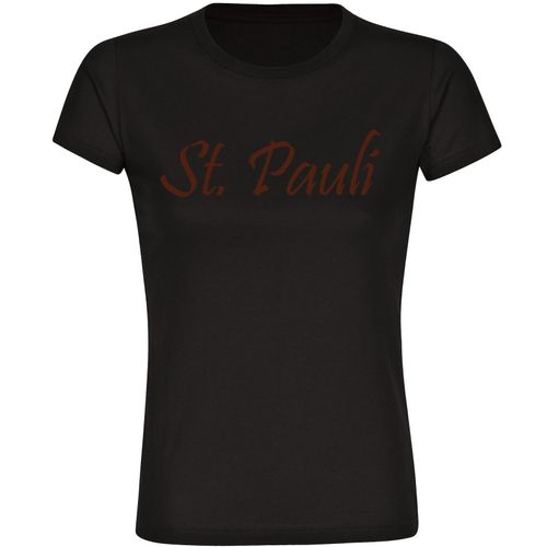 4068859197254 - multifanshop Damen T-Shirt - St Pauli - Schriftzug - Druck braun - Frauen