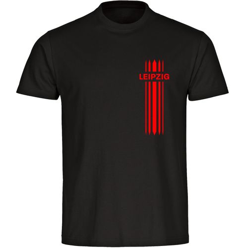 4068859126643 - multifanshop Herren T-Shirt - Leipzig - Streifen - Druck rot - Männer