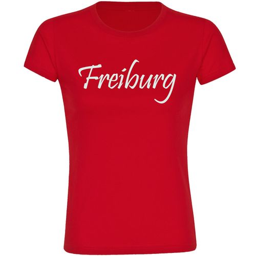 4068859158576 - multifanshop Damen T-Shirt - Freiburg - Schriftzug - Druck weiß - Frauen