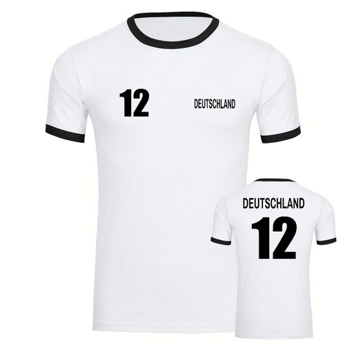 4068859263966 - multifanshop Kontrast T-Shirt - Deutschland - Trikot Nummer 12 - Druck schwarz - Männer
