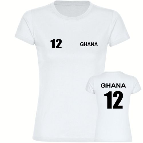 4068859313166 - multifanshop Damen T-Shirt - Ghana - Trikot Nummer 12 - Druck schwarz - Frauen