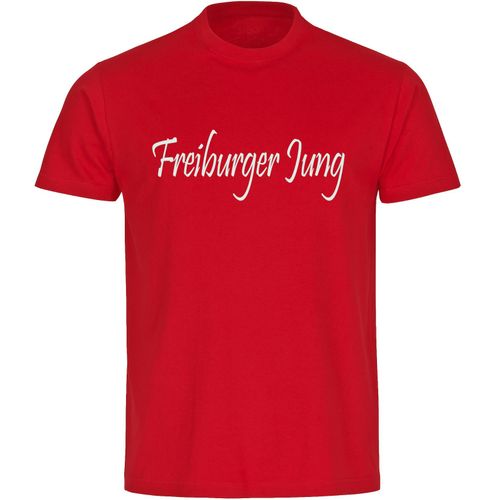 4068859151577 - multifanshop Herren T-Shirt - Freiburg - Freiburger Jung - Druck weiß - Männer