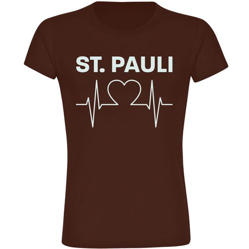4068859193263 - multifanshop Damen T-Shirt - St Pauli - Herzschlag - Druck weiß - Frauen
