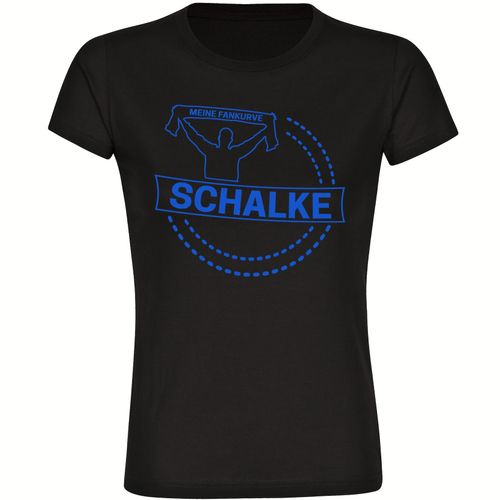 4068859002282 - multifanshop Damen T-Shirt - Schalke - Meine Fankurve - Druck blau - Frauen