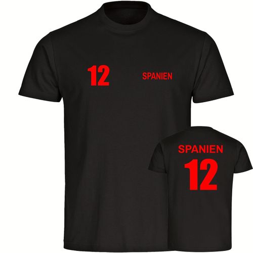 4068859222536 - multifanshop Kinder T-Shirt - Spanien - Trikot Nummer 12 - Druck rot - Kind