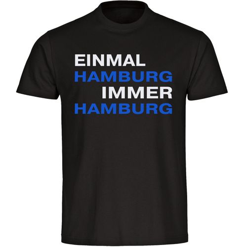 4068859007546 - multifanshop Herren T-Shirt - Hamburg - Einmal Immer - Druck blau - Männer 4068859007546 - multifanshop Herren T-Shirt - Hamburg - Einmal Immer - Druck blau - Männer