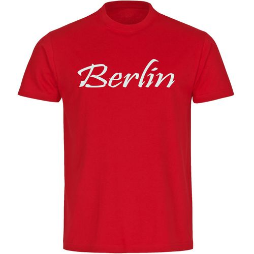 4068859157265 - multifanshop Herren T-Shirt - Berlin rot - Schriftzug - Druck weiß - Männer