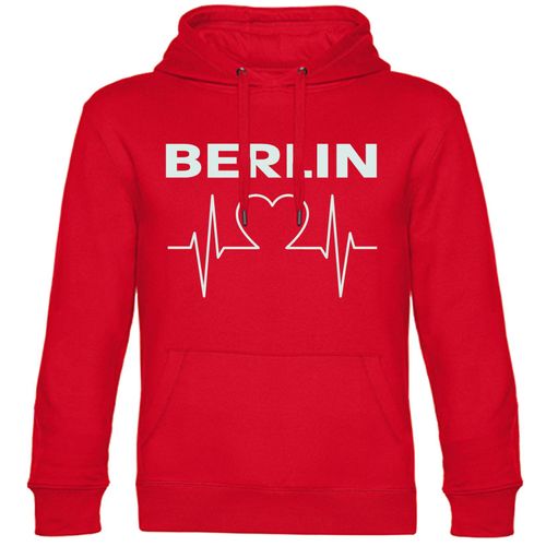 4068859104399 - multifanshop Kapuzen Sweatshirt - Berlin rot - Herzschlag - Druck weiß - Hoodie 4068859104399 - multifanshop Kapuzen Sweatshirt - Berlin rot - Herzschlag - Druck weiß - Hoodie