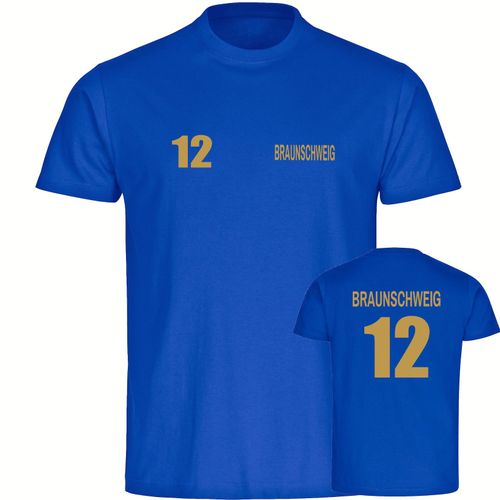 4068859501525 - multifanshop Herren T-Shirt - Braunschweig - Trikot Nummer 12 gold - Druck gold metallic - Männer 4068859501525 - multifanshop Herren T-Shirt - Braunschweig - Trikot Nummer 12 gold - Druck gold metallic - Männer