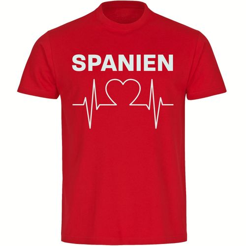 4068859231774 - multifanshop Herren T-Shirt - Spanien - Herzschlag - Druck weiß - Männer