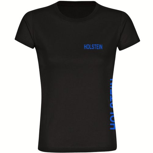 4068859399740 - multifanshop Damen T-Shirt - Holstein - Brust & Seite - Druck blau - Frauen