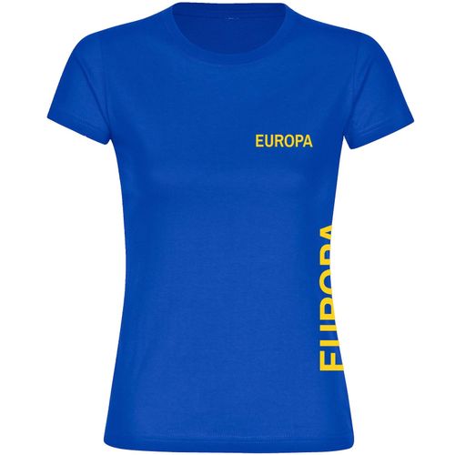4068859303044 - multifanshop Damen T-Shirt - Europa - Brust & Seite - Druck gelb - Frauen