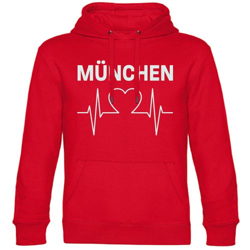 4068859115814 - multifanshop Kapuzen Sweatshirt - München rot - Herzschlag - Druck weiß - Hoodie 4068859115814 - multifanshop Kapuzen Sweatshirt - München rot - Herzschlag - Druck weiß - Hoodie