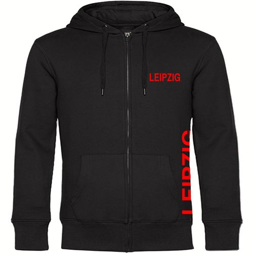 4068859082116 - multifanshop Kapuzen Sweatshirt Jacke - Leipzig - Brust & Seite - Druck rot - Sweat