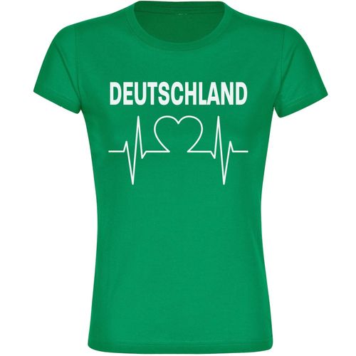 4068859267056 - multifanshop Damen T-Shirt - Deutschland - Herzschlag - Druck weiß - Frauen