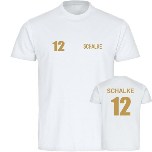 4068859484385 - multifanshop Herren T-Shirt - Schalke - Trikot Nummer 12 gold - Druck gold metallic - Männer