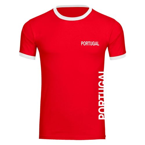 4068859214258 - multifanshop Kontrast T-Shirt - Portugal - Brust & Seite - Druck weiß - Männer