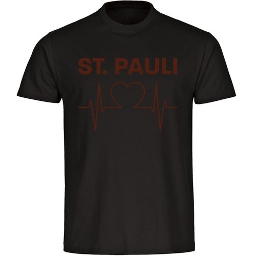 4068859192938 - multifanshop Herren T-Shirt - St Pauli - Herzschlag - Druck braun - Männer
