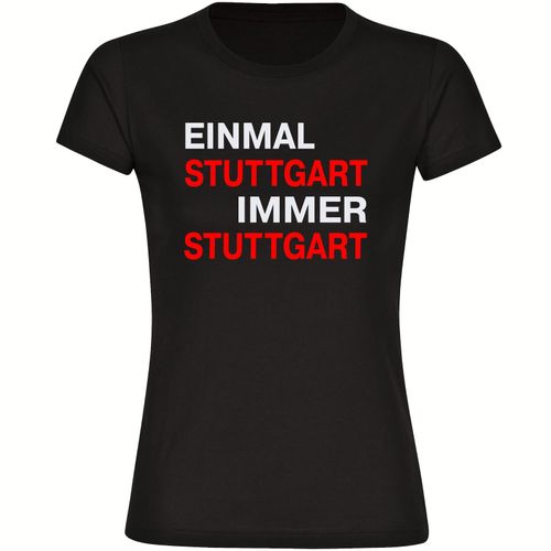 4068859146177 - multifanshop Damen T-Shirt - Stuttgart - Einmal Immer - Druck rot - Frauen