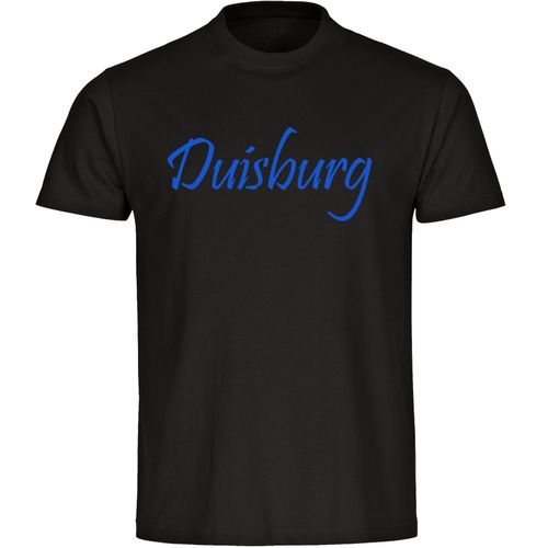 4068859066345 - multifanshop Herren T-Shirt - Duisburg - Schriftzug - Druck blau - Männer