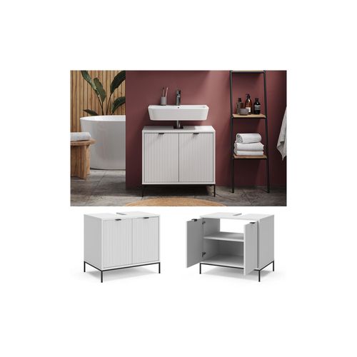 4066731444793 - Waschbeckenunterschrank Eliza Weiß 70 x 63 cm mit 2 Türen