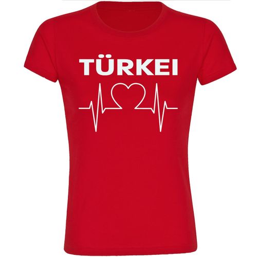 4068859478681 - multifanshop Damen T-Shirt - Türkei - Herzschlag - Druck weiß - Frauen 4068859478681 - multifanshop Damen T-Shirt - Türkei - Herzschlag - Druck weiß - Frauen