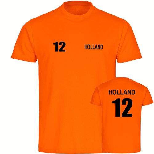 4068859454876 - multifanshop Herren T-Shirt - Holland - Trikot Nummer 12 - Druck schwarz - Männer