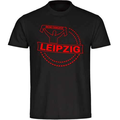 4068859138868 - multifanshop Herren T-Shirt - Leipzig - Meine Fankurve - Druck rot - Männer