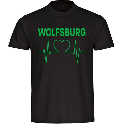 4068859174705 - multifanshop Kinder T-Shirt - Wolfsburg - Herzschlag - Druck grün - Kind