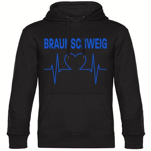 4068859201142 - multifanshop Kapuzen Sweatshirt - Braunschweig - Herzschlag - Druck blau - Hoodie