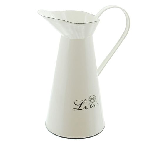 4059865669545 - Deko Kanne Wasser Waschkrug Metall Krug Shabby Vintage Emaille-Optik creme weiß 4059865669545 - Deko Kanne Wasser Waschkrug Metall Krug Shabby Vintage Emaille-Optik creme weiß