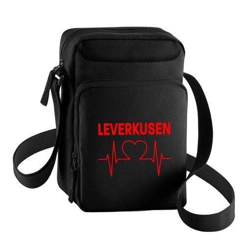 4068859113773 - multifanshop Umhängetasche - Leverkusen - Herzschlag - Druck rot - Tasche