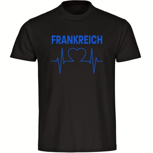 4068859309831 - multifanshop Kinder T-Shirt - Frankreich - Herzschlag - Druck blau - Kind