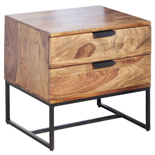 4255632517723 - Industrial Nachtkonsole aus Sheesham-Holz und Eisen 2 Schubladen 50x40x51 cm 4255632517723 - Industrial Nachtkonsole aus Sheesham-Holz und Eisen 2 Schubladen 50x40x51 cm