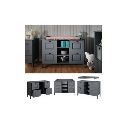 4066731450077 - Vitalispa - Wickelkommode Ajaton Grau 133 x 984 cm mit 4 Schubladen 4066731450077 - Vitalispa - Wickelkommode Ajaton Grau 133 x 984 cm mit 4 Schubladen